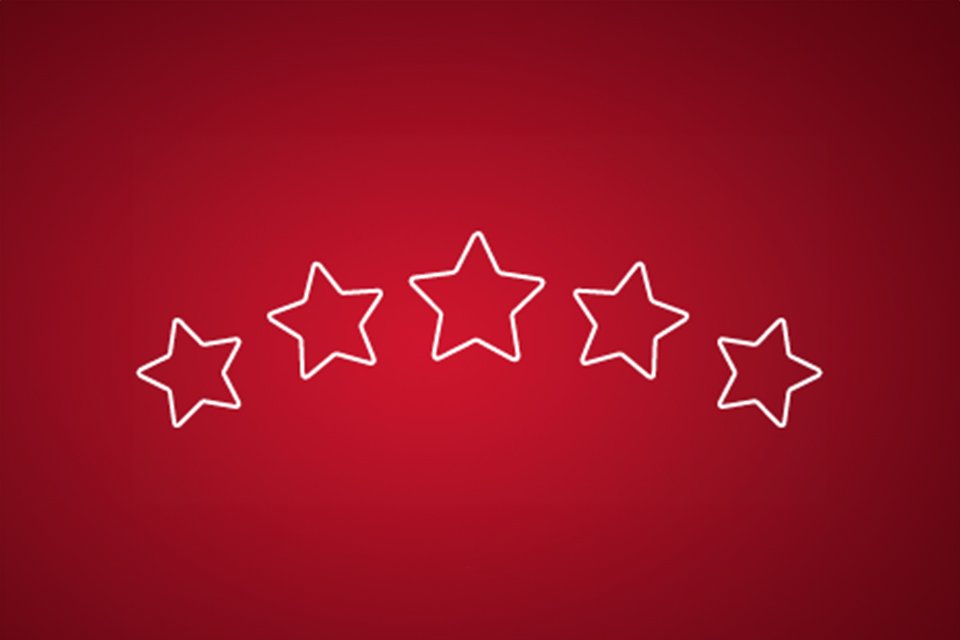 Outline of 5 white stars on ed background.